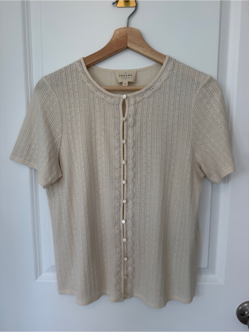 Sezane Laura cream button shirt